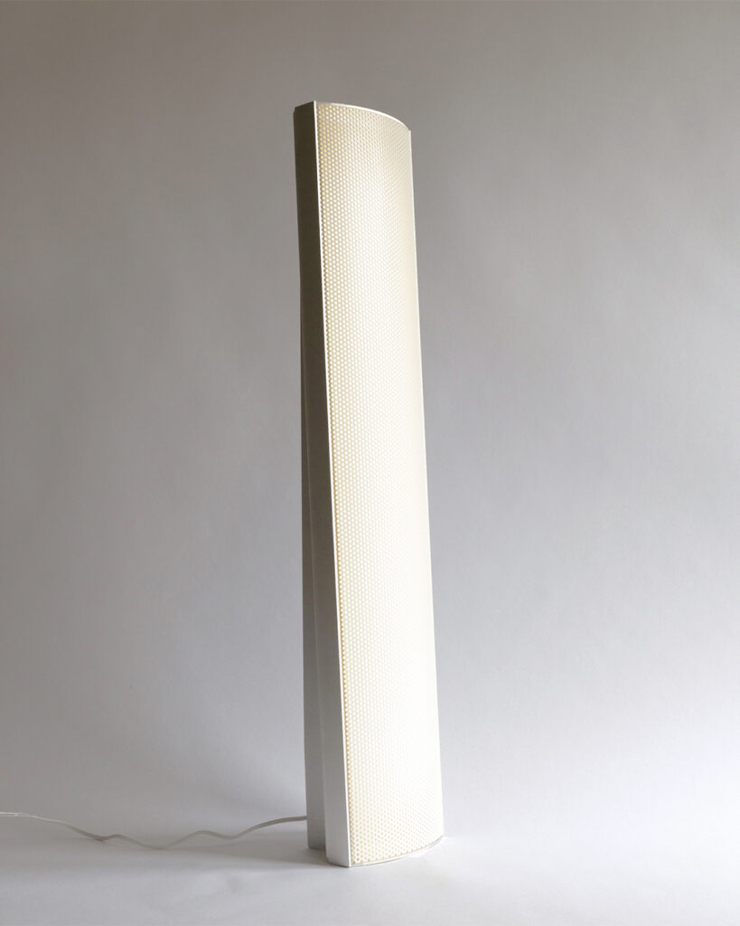 Hillel lamp by Arthur Bitsch, designed in 2023, made from aluminum and perforated steel.
