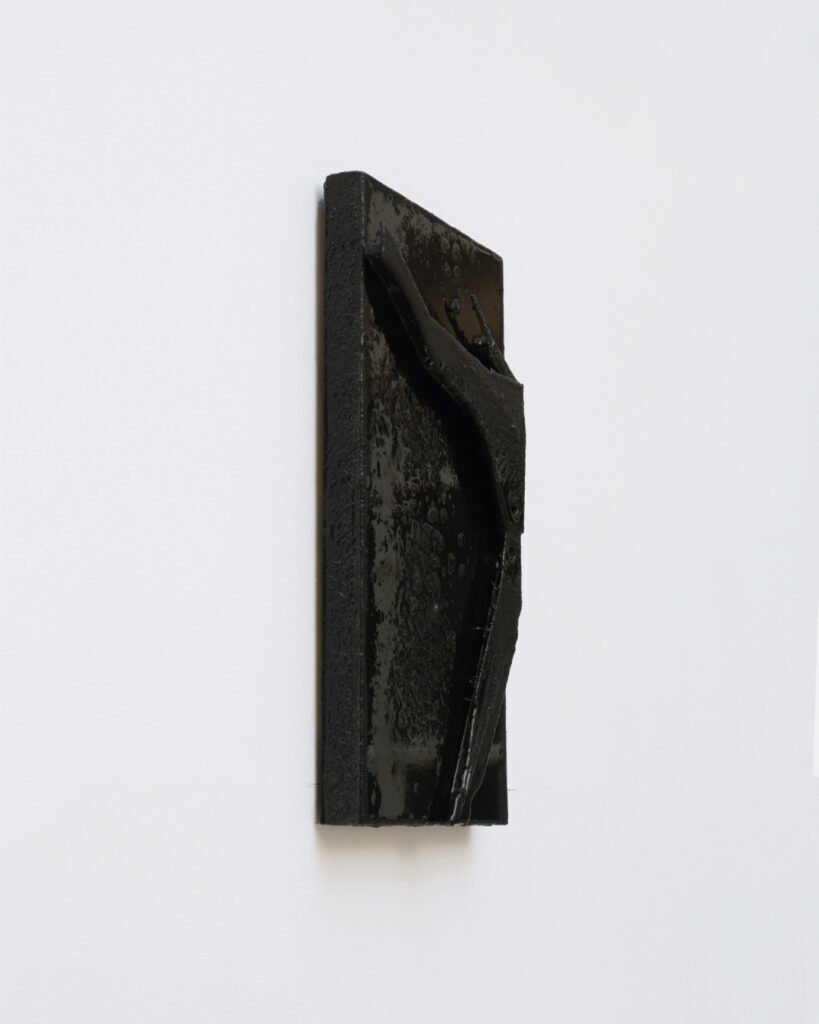 Gnomon bas-relief by Arthur Bitsch, created in 2026, made of MDF and 3D-printed PETG, coated with Dark Matter, exploring the concept of nigredo.