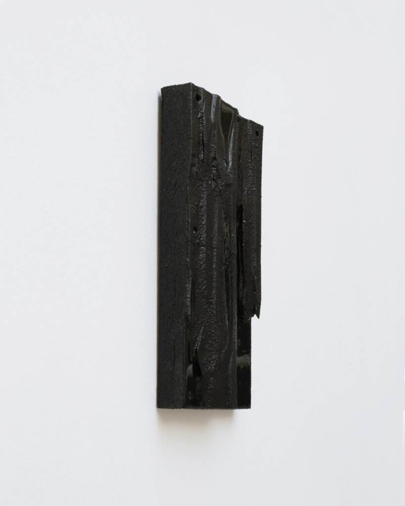 Pallium bas-relief by Arthur Bitsch, created in 2026, made of MDF and 3D-printed PETG, coated with Dark Matter, exploring the concept of nigredo.