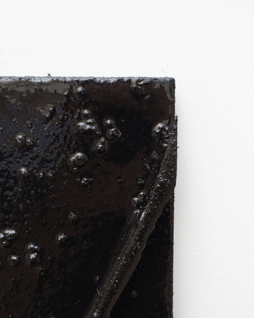 Virga bas-relief, created by Arthur Bitsch in 2026, made of MDF and 3D-printed PETG coated with Dark Matter. This unique contemporary art piece explores the archaic symbol of the rod as instrument of ritual power through the concept of nigredo.